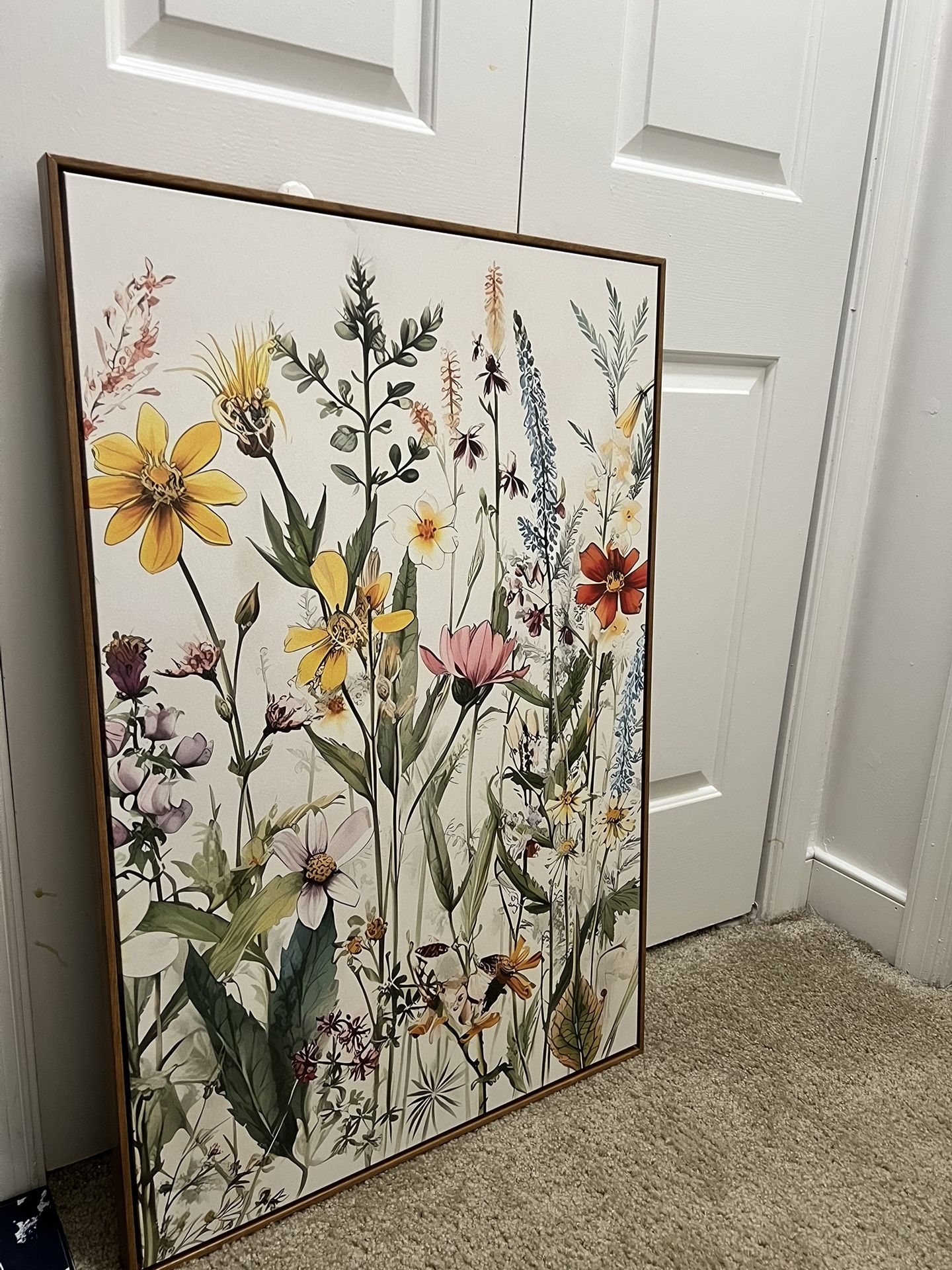 🌸 Set of 3 Botanical Floral Wall Art Prints – Framed