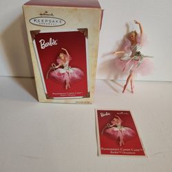 Peppermint Candy Cane Barbie Doll Hallmark Keepsake Ornament Handcraft 2004