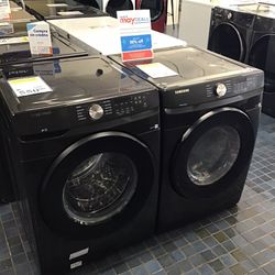 Samsung Front Load Washer And Electric Dryer In Black Steel 