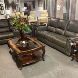Top Grain Leather Sofa, And Loveseat, Power Usb