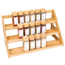 NEW Bamboo Spice Rack And Jars