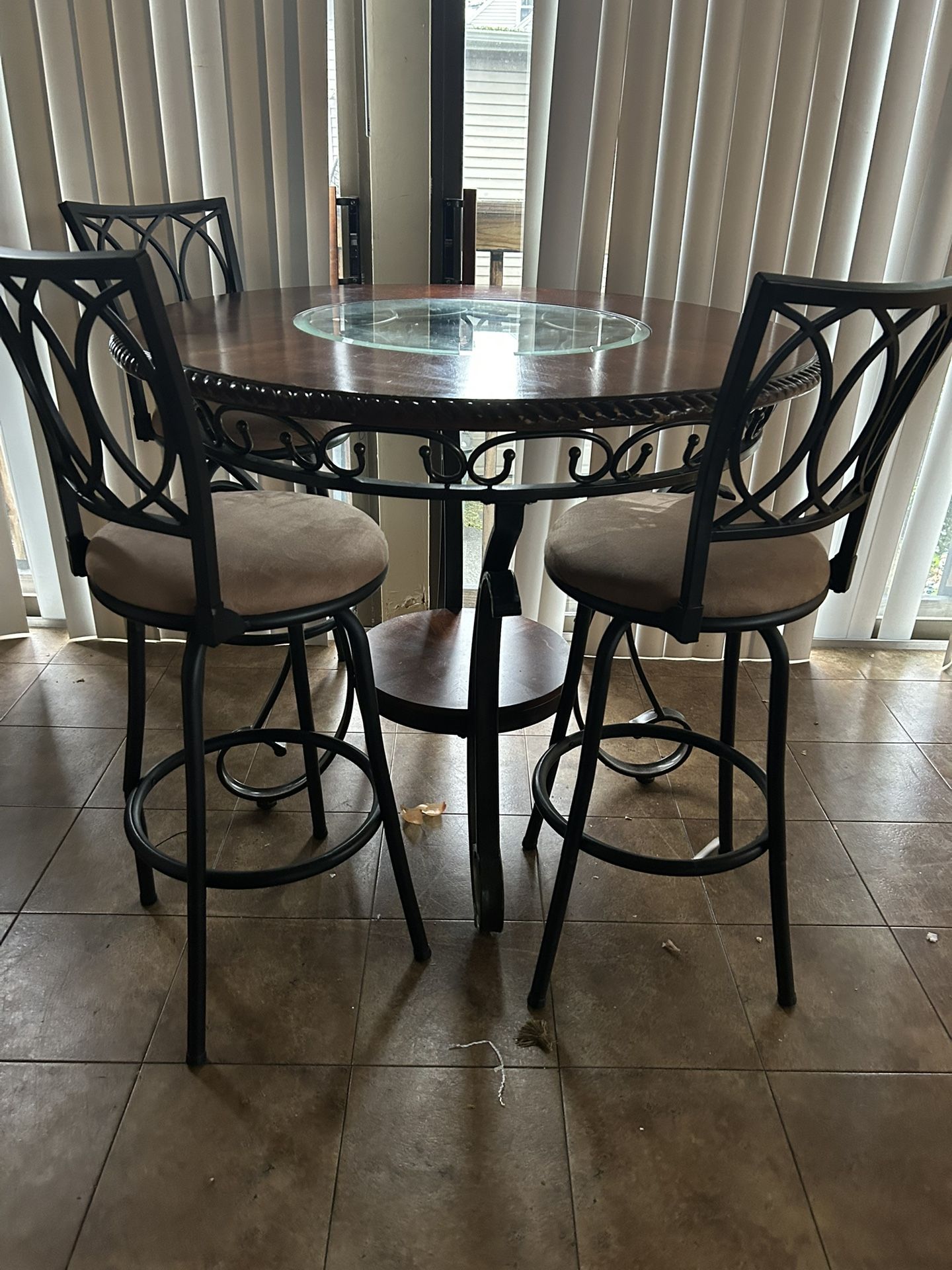Antique High Top Table With High Chairs