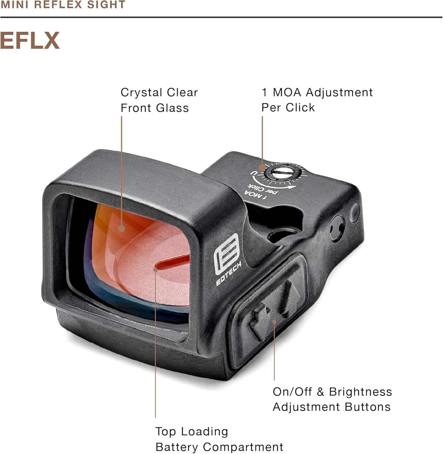 EOTECH EFLX3RWBLK - Mini Reflex Sight in black with 3 MOA Dot Reticle BUILT TOUGH