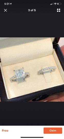 Round Cut White Sapphire 925 Sterling Silver Bridal Sets size 6 $129 or best offer
