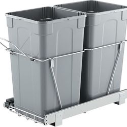 Pullout Trash Can for Kitchen Cabinets, 27QTx2 Double Under Sink Garbage Waste Recycling Bin, Under