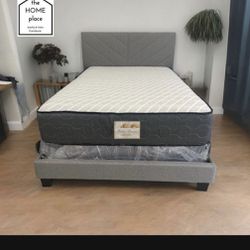 Brand new king bed frame with mattress and box spring ready for delivery 🚚 