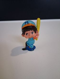 Monchhichi BASEBALL Player At Bat PVC Figure 1979 Vintage Sekiguchi Hong Kong