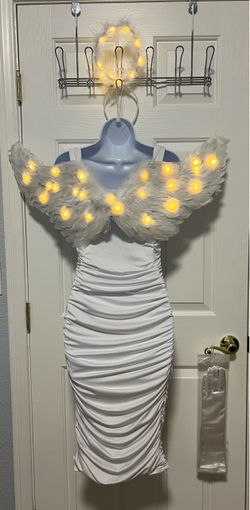 Sexy Ladies Angel Halloween Costume with Light-Up Wings