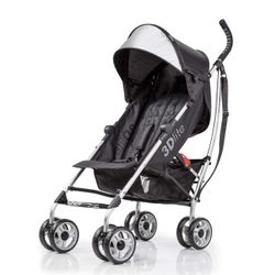 3Dlite Convenience Stroller, Black – Lightweight, with Aluminum Frame, Large Seat Area, Mesh Siding, 4 Position Recline, Extra Large Storage Basket – 