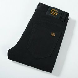 G Fashion Men Black Pants Jeans Denim Flex Pants Male Casual Straight Jeans Size W39 X L41 