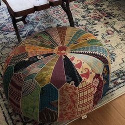 Colorful Floor Quilted Ottoman 