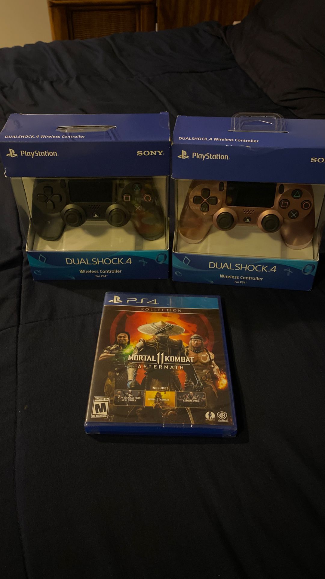 Mortal Kombat 11 for PS4 With 2 PS4 Wireless Controllers in Rose Gold and Steel Black