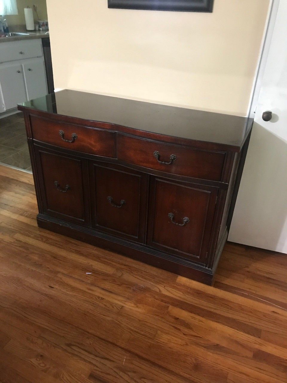 Antique buffet with glass top