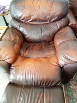 Large brown leather recliner