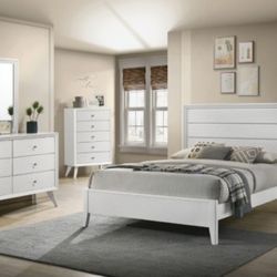 Brand New White 4pc Queen Bedroom Set (Available In California & Eastern King)