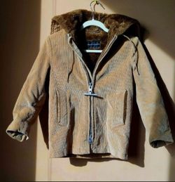 Saks Fifth avenue cardoroy sherpa Faux Fur Lined Hooded Jacket coat warm top Kids Children's Size 10 snow winter