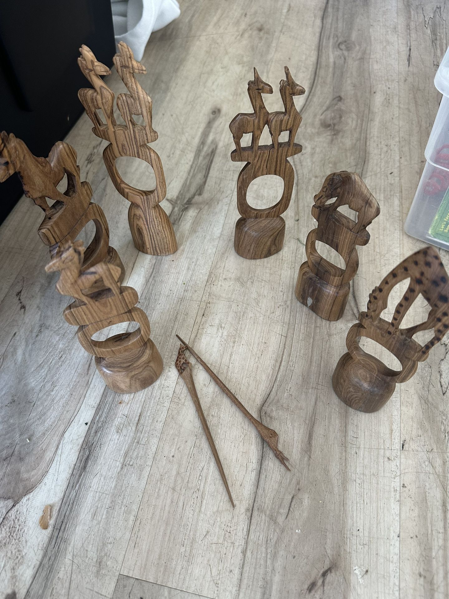 vintage, hand-carved wooden Animals