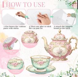 2 Pcs Tea Party Decoration, 34'' Large Teapot and Teacup