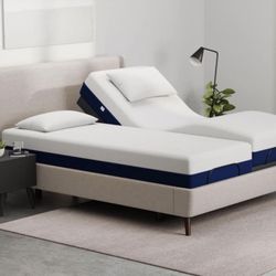  Amerisleep AS5 Hybrid Split King Mattress & Adjustable Bed Frame LED + Massager