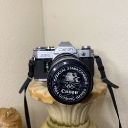 Canon AE-1 35mm Camera With FD 35-105mm 1984 Olympic Lens with original Strap