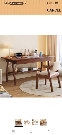 New mid Century modern solid wood writing desk with 2 drawers
