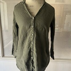 ZARA Basic 💯 Linen Tunic Button Down Shirt