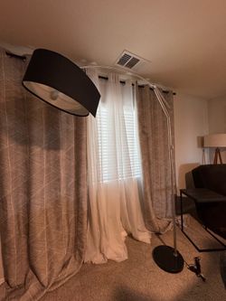 Modern Oversized Arc Floor Lamp – Brushed Nickel Finish (Used)