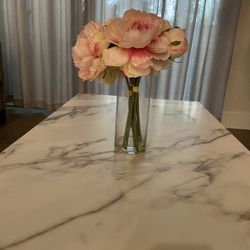 Peonies In Glass Vase Flowers 8 Inches