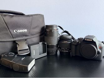Canon EOS Rebel T7 DSLR Camera Bundle with 18-55mm & 75-300mm Lenses, Flash, Charger & Bag