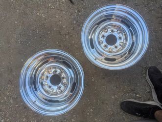 Wheel Vintiques Pair 15x8 Rally Silver 5 on 4.75'' Chevelle Camaro SS Nova Van