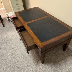 Coffee table, Desk and 3 Comfy Arm Chairs