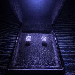 Brand New Square-Cut Moissanite Stud Earrings