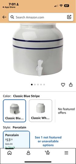New Wave Enviro Porcelain Water Dispenser, Classic Blue Stripe with 3 pieces of 5 gallon water bottles