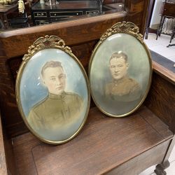 Framed WWI U.S. Soldier Portraits, Matching set, Oval Army Frames