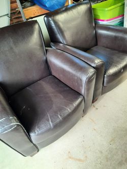 Leather (faux)  arm chairs