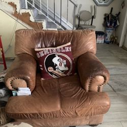 3 Piece Real Leather Couches With Matching Chair