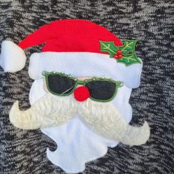 Vintage  'COOL SANTA'  GRAY UGLY CHRISTMAS SWEATER GLASSES Size Medium
