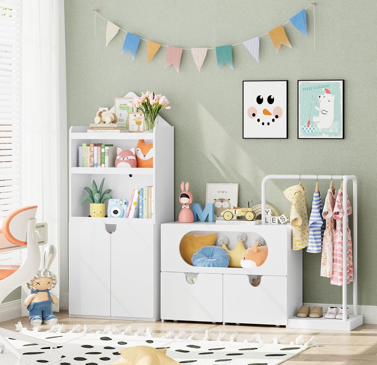 Kids Storage Combo – Bookshelf + Toy Organizer + Clothes Rack (NEW