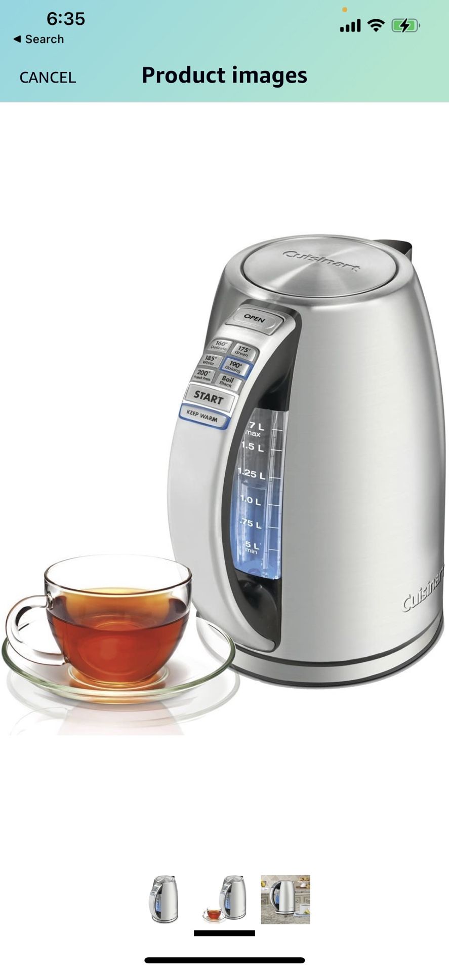 Cuisinart CPK-17 PerfecTemp 1.7-Liter Stainless Steel Cordless Electric kettle, 1.7 L, Silver