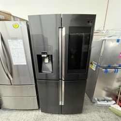 SAMSUNG FAMILY HUB REFRIGERATOR BLACK STAINLESS STEEL COUNTER DEPTH WITH TOUCH SMART SCREEN