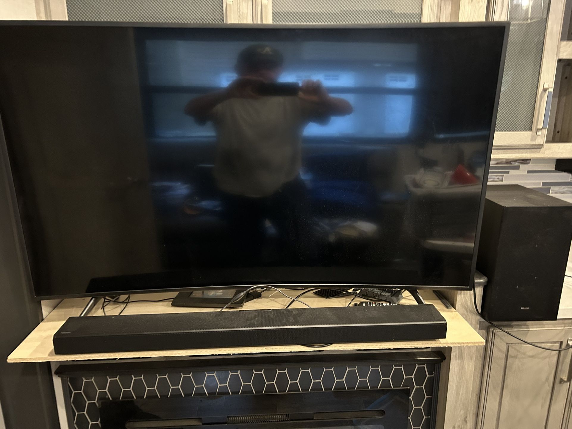 55” Curved Samsung Tv And Sound Bar