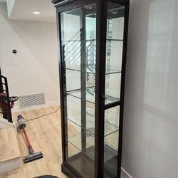 Display Case Shelf with Light, Glass shelves, Mirror Back