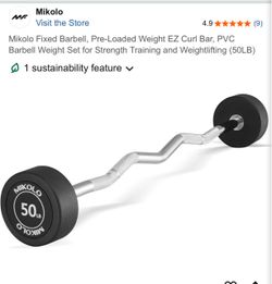 50 LB Fixed Curl Barbell Weights