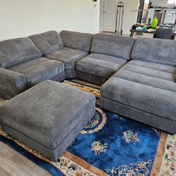 Brand New Sectional Oversize Grey Corduroy $1299
