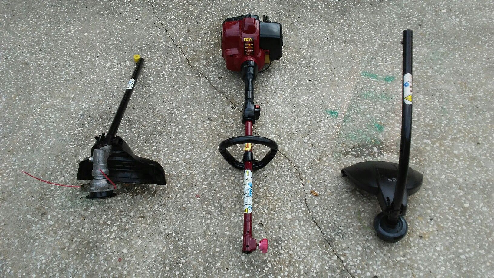 Poulan Pro trimmer/weedwacker 33 cc high power head tool with straight and curved tube.