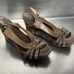 Diba Brown Wedge Sandals - Size 8 1/2 - VGUC