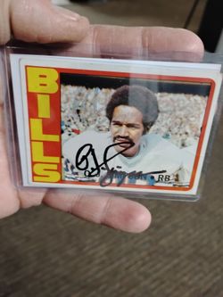Signed vintage OJ Bills Football card great condition Very Clean