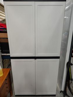 Tall Plastic 2-Door Storage Cabinet