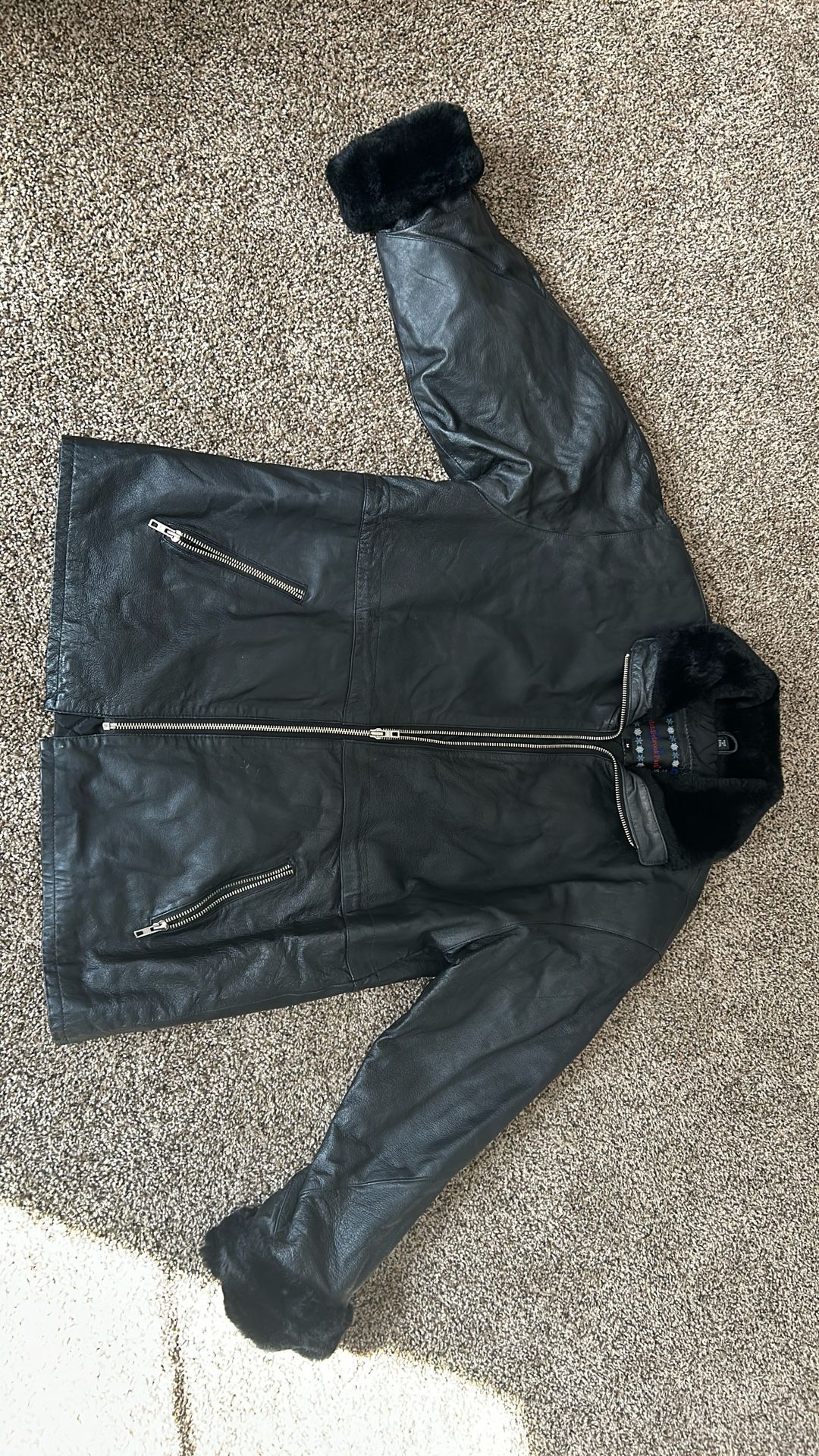 Black Leather & Fuax Jacket, Size M