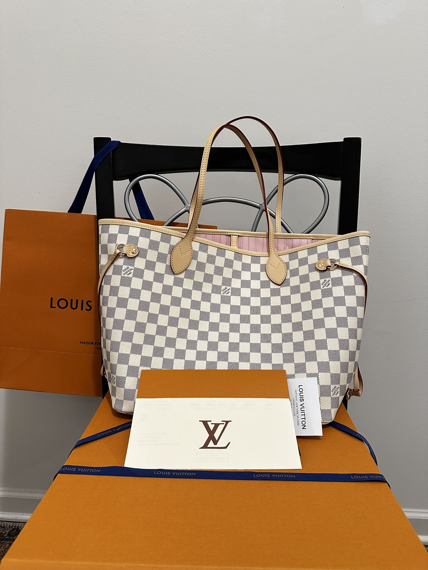 Louis Vuitton Neverfull Azur Bag Real
